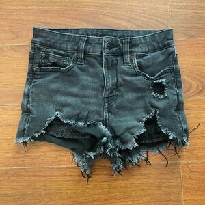 American Eagle Outfitters Black Distressed Frayed Hem Jean Shorts